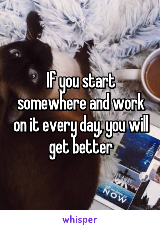 If you start somewhere and work on it every day, you will get better