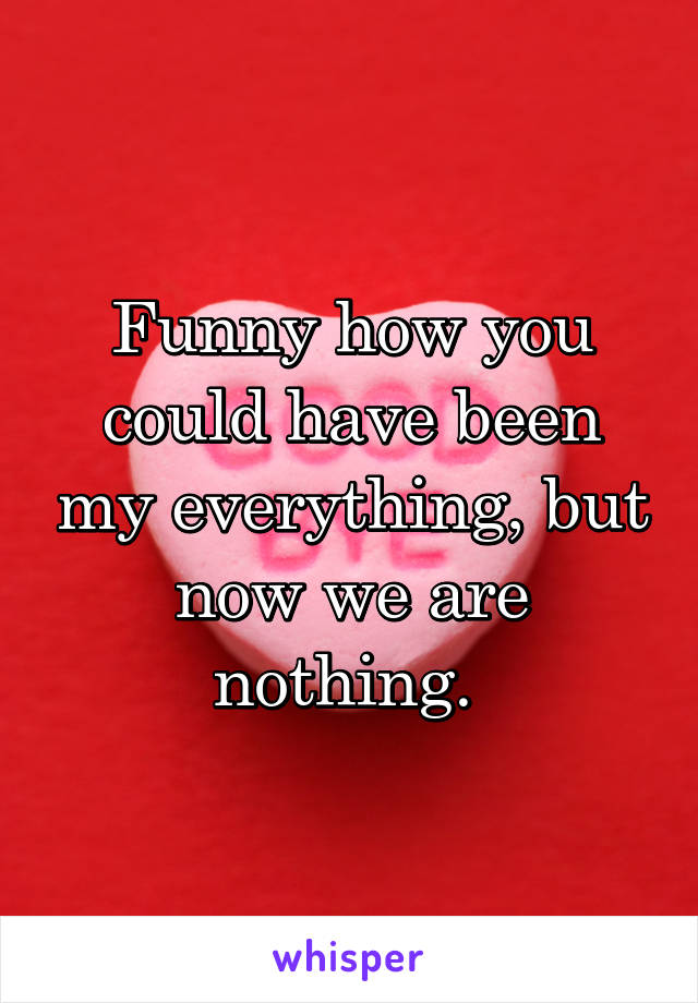 Funny how you could have been my everything, but now we are nothing. 