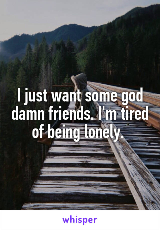 I just want some god damn friends. I'm tired of being lonely. 