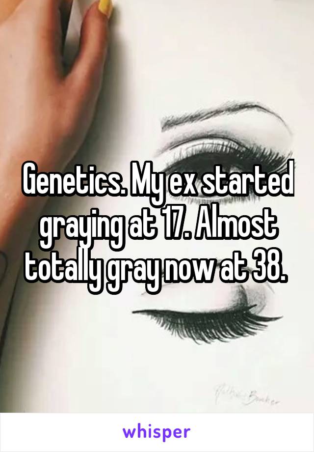 Genetics. My ex started graying at 17. Almost totally gray now at 38. 