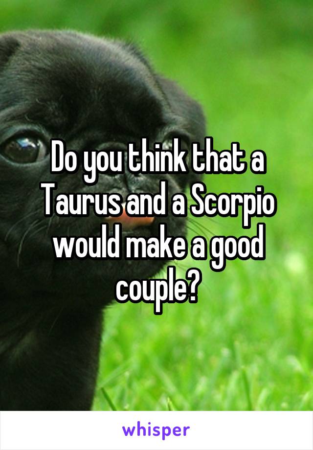 Do you think that a Taurus and a Scorpio would make a good couple?