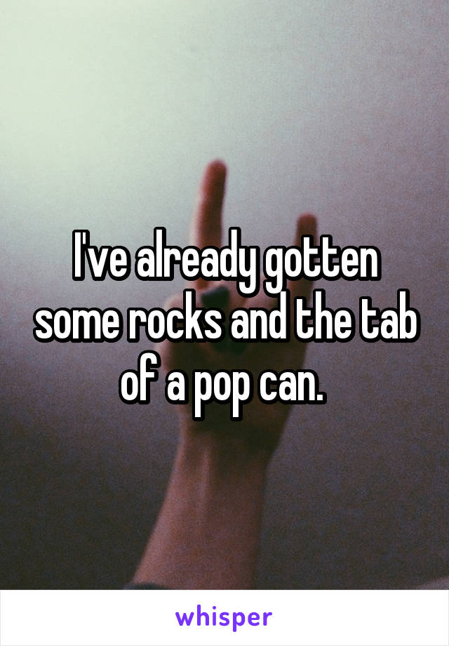I've already gotten some rocks and the tab of a pop can. 