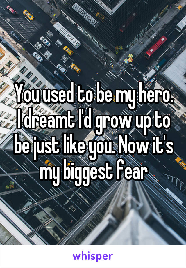 You used to be my hero. I dreamt I'd grow up to be just like you. Now it's my biggest fear