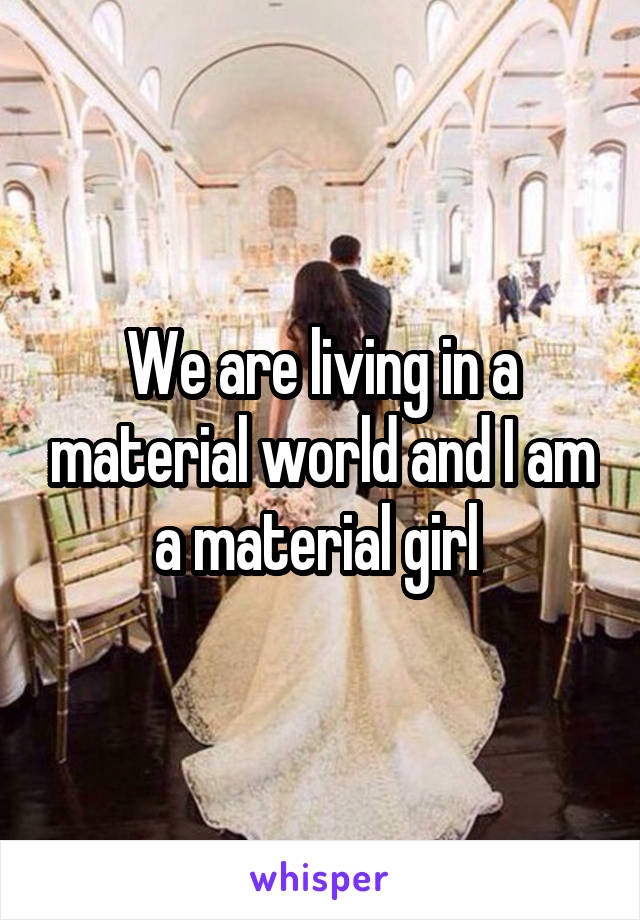 We are living in a material world and I am a material girl 