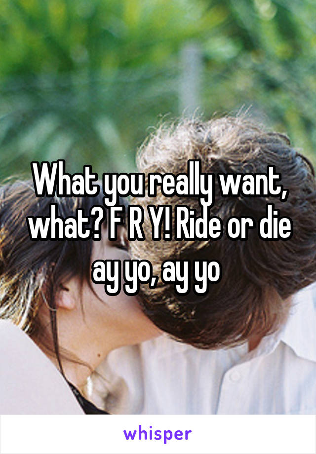 What you really want, what? F R Y! Ride or die ay yo, ay yo 