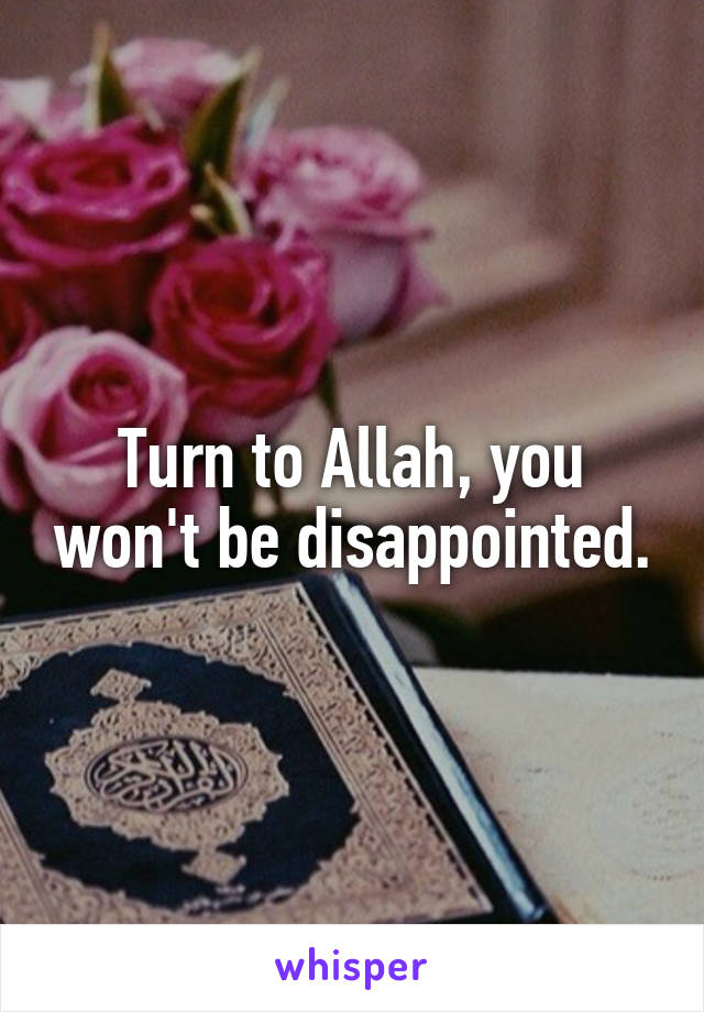 Turn to Allah, you won't be disappointed.
