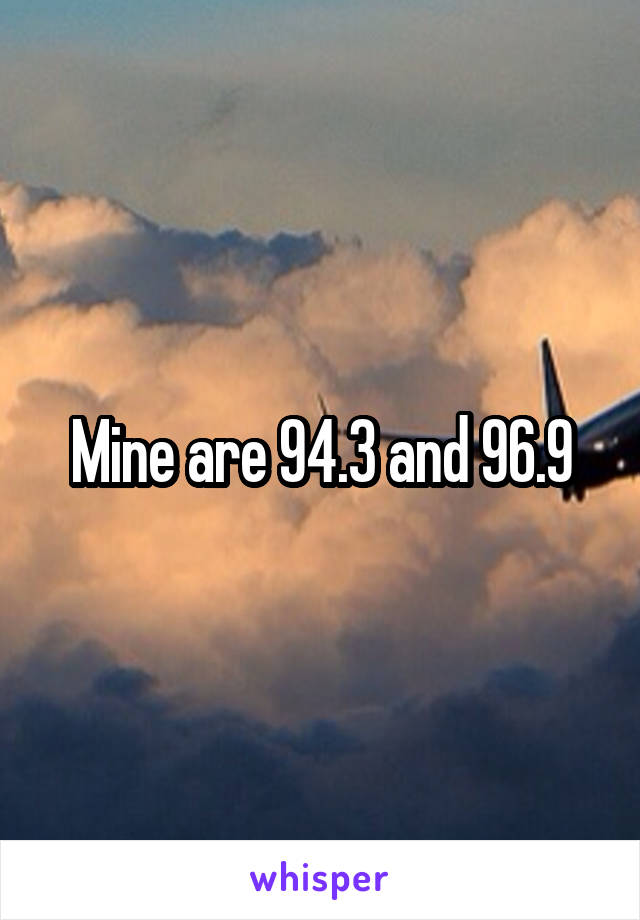 Mine are 94.3 and 96.9
