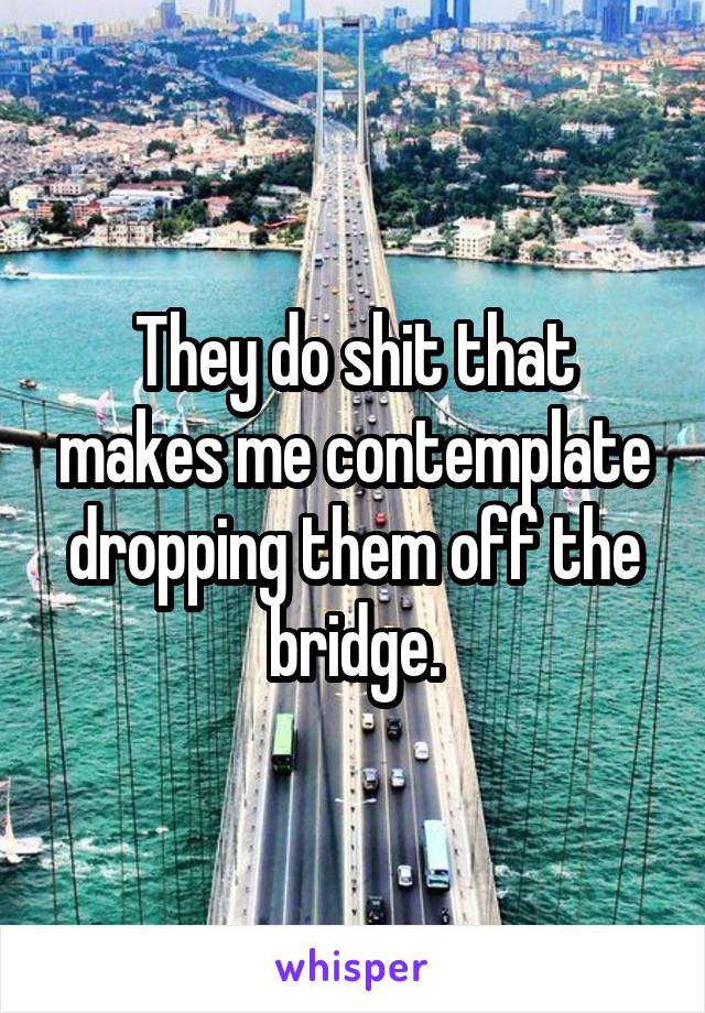 They do shit that makes me contemplate dropping them off the bridge.