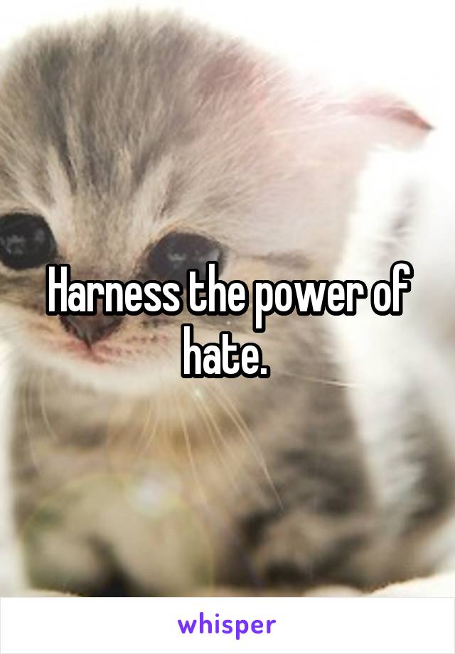 Harness the power of hate. 