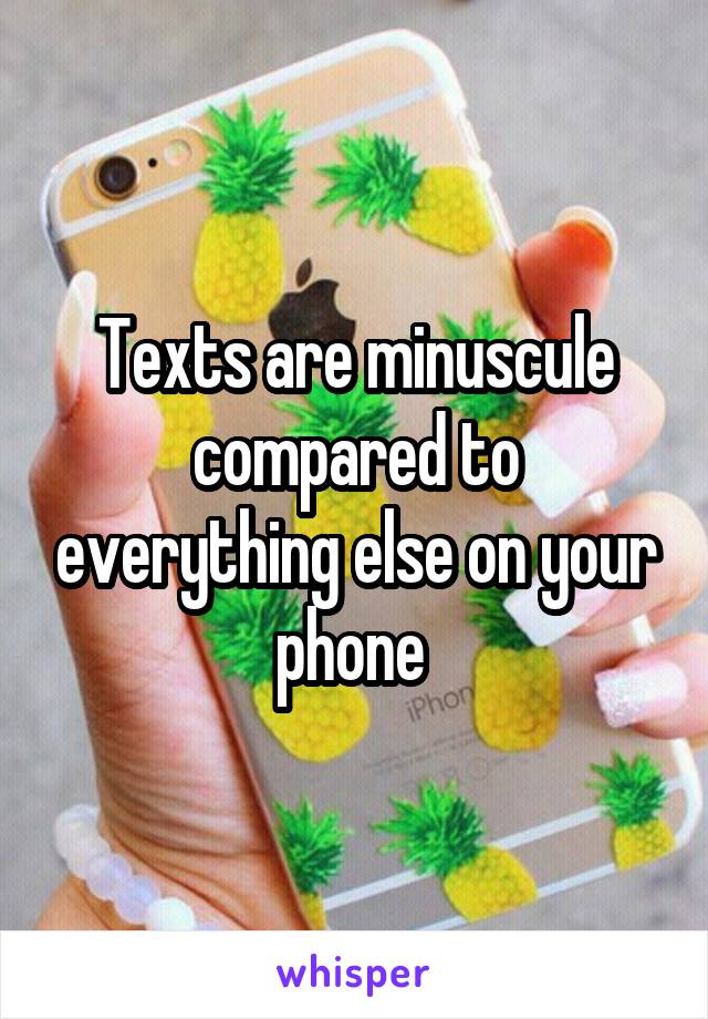 Texts are minuscule compared to everything else on your phone 