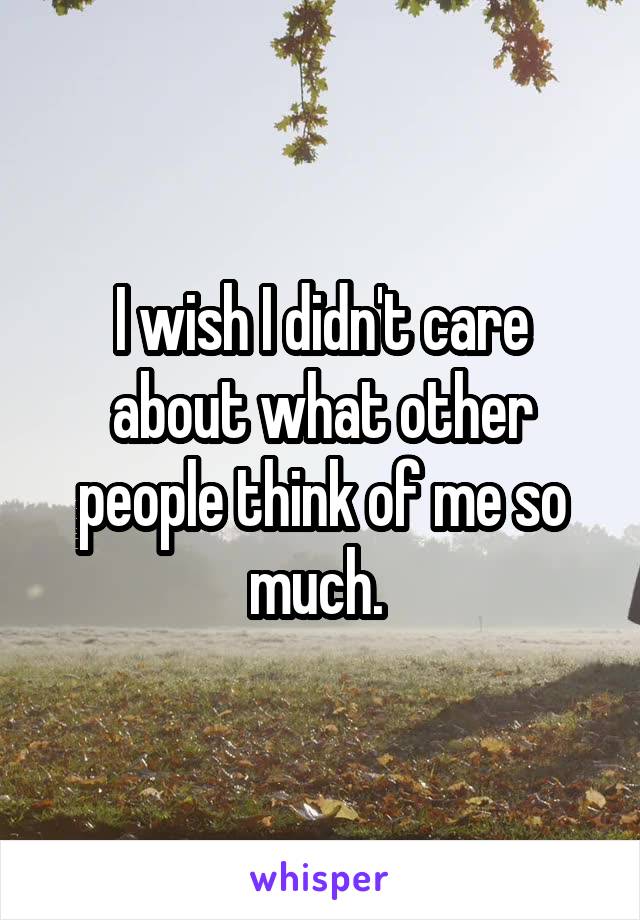 I wish I didn't care about what other people think of me so much. 