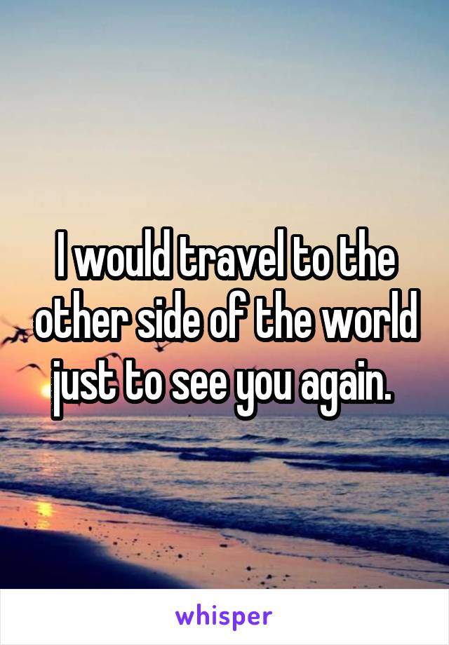 I would travel to the other side of the world just to see you again. 
