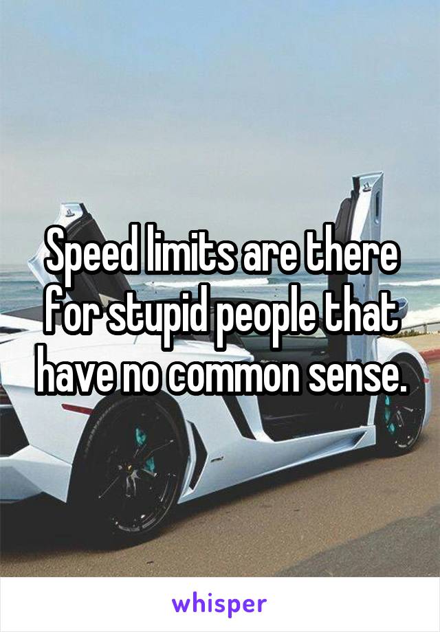 Speed limits are there for stupid people that have no common sense.