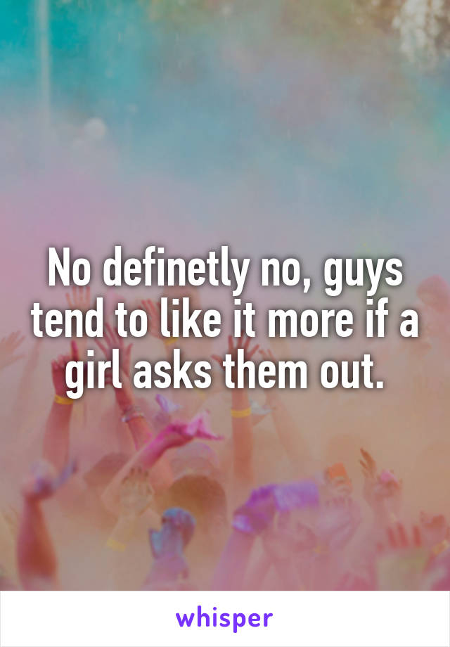 No definetly no, guys tend to like it more if a girl asks them out.