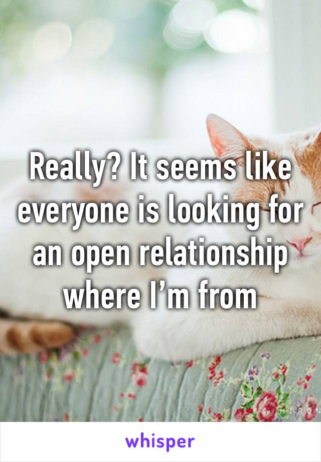 Really? It seems like everyone is looking for an open relationship where I’m from