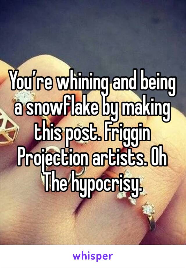 You’re whining and being a snowflake by making this post. Friggin Projection artists. Oh The hypocrisy. 