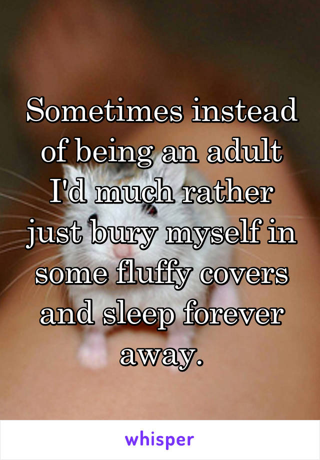 Sometimes instead of being an adult I'd much rather just bury myself in some fluffy covers and sleep forever away.