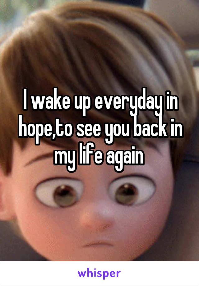 I wake up everyday in hope,to see you back in my life again 
