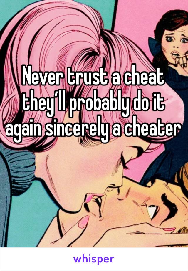 Never trust a cheat they’ll probably do it again sincerely a cheater 