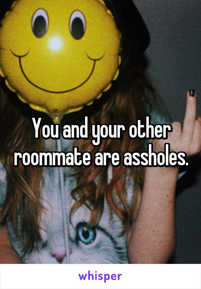 You and your other roommate are assholes.