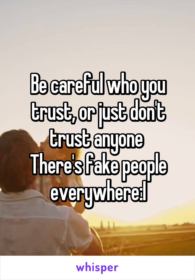 Be careful who you trust, or just don't trust anyone 
There's fake people everywhere:I
