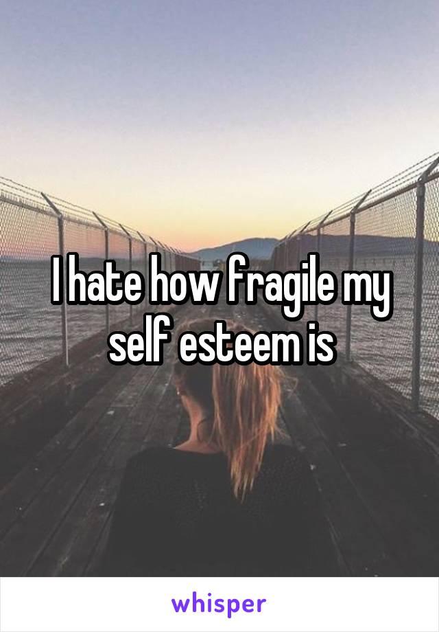 I hate how fragile my self esteem is