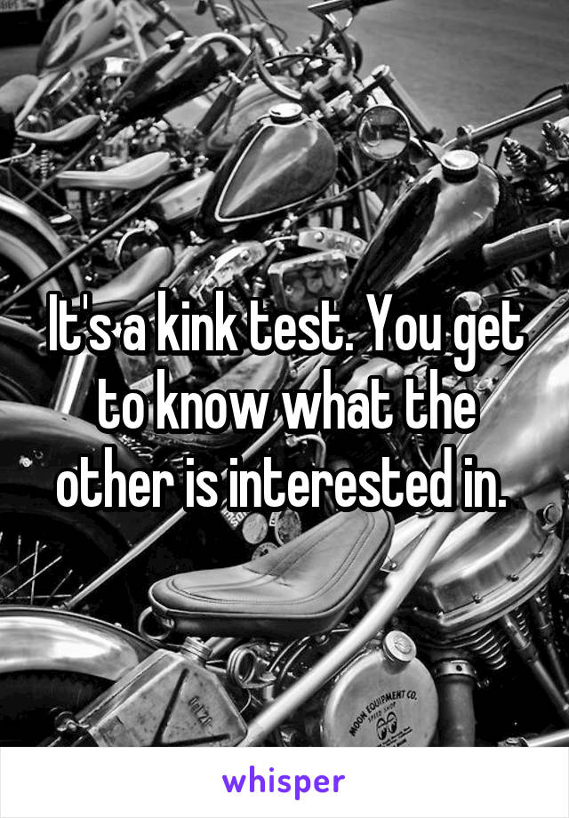It's a kink test. You get to know what the other is interested in. 