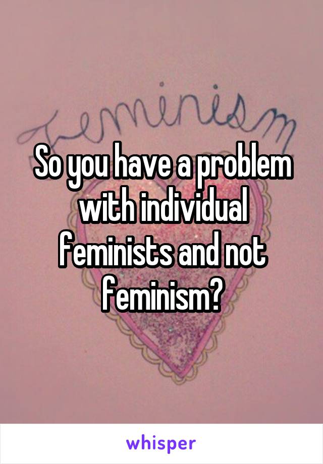 So you have a problem with individual feminists and not feminism?
