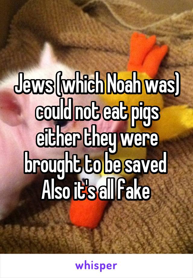 Jews (which Noah was) could not eat pigs either they were brought to be saved 
Also it's all fake 