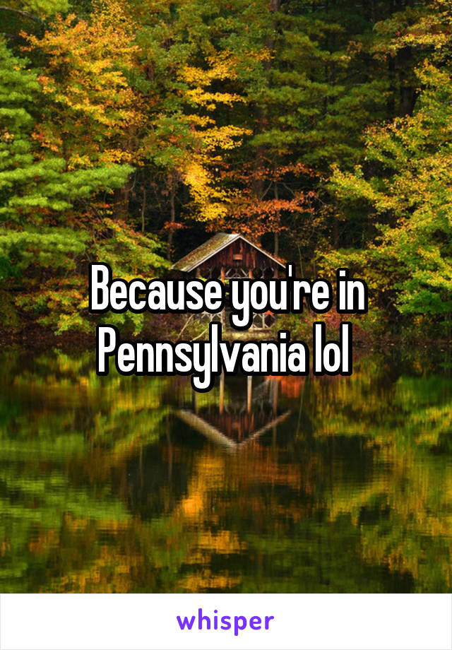 Because you're in Pennsylvania lol 