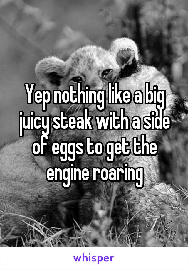 Yep nothing like a big juicy steak with a side of eggs to get the engine roaring