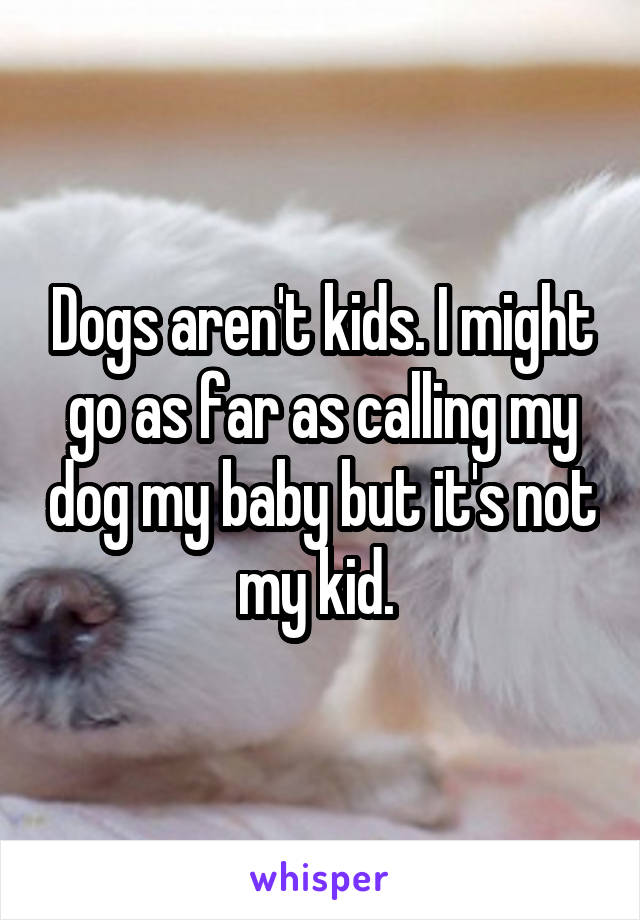Dogs aren't kids. I might go as far as calling my dog my baby but it's not my kid. 