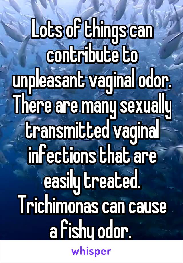 Lots of things can contribute to unpleasant vaginal odor. There are many sexually transmitted vaginal infections that are easily treated. Trichimonas can cause a fishy odor. 