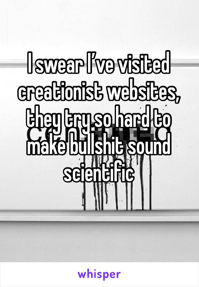 I swear I’ve visited creationist websites, they try so hard to make bullshit sound scientific 