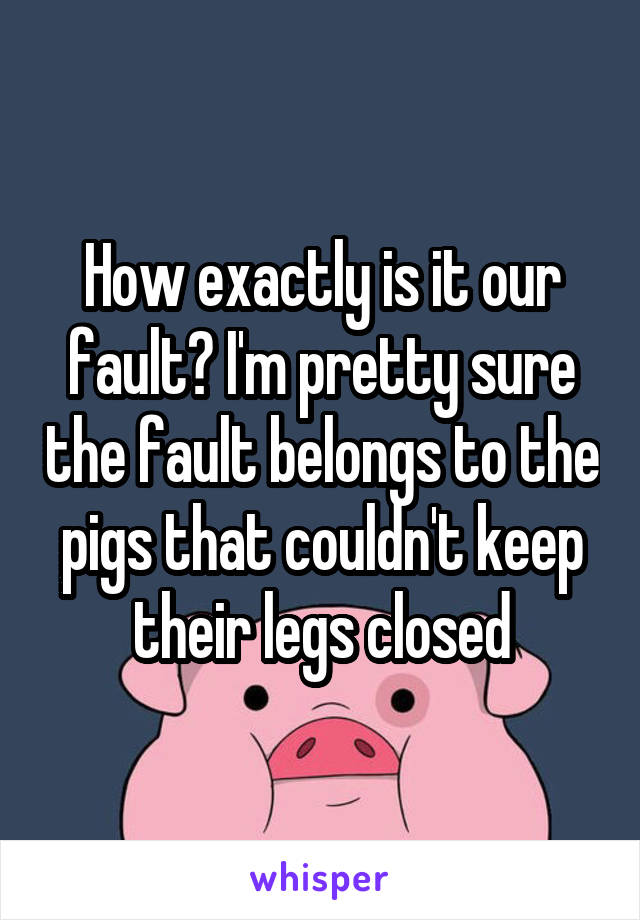 How exactly is it our fault? I'm pretty sure the fault belongs to the pigs that couldn't keep their legs closed