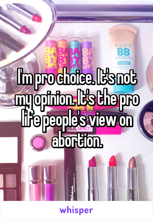 I'm pro choice. It's not my opinion. It's the pro life people's view on abortion.