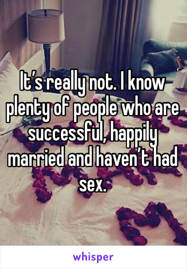 It’s really not. I know plenty of people who are successful, happily married and haven’t had sex. 