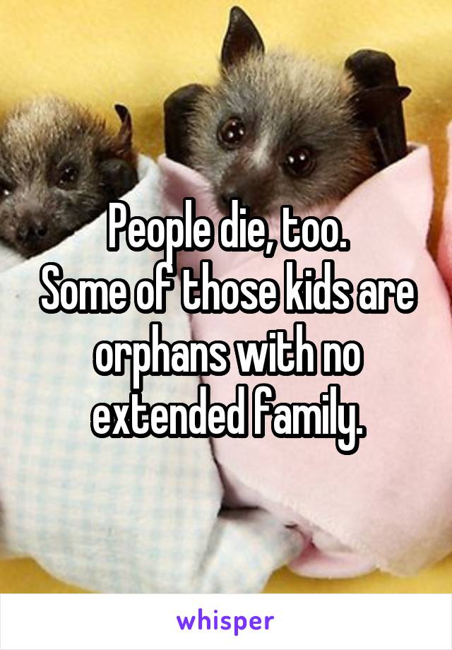 People die, too.
Some of those kids are orphans with no extended family.