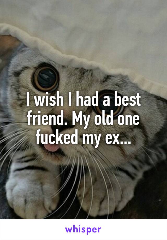 I wish I had a best friend. My old one fucked my ex...