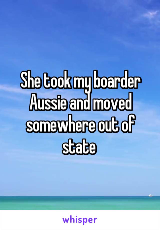 She took my boarder Aussie and moved somewhere out of state 