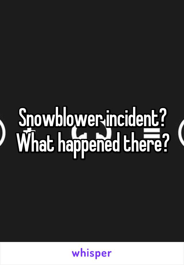Snowblower incident? What happened there?