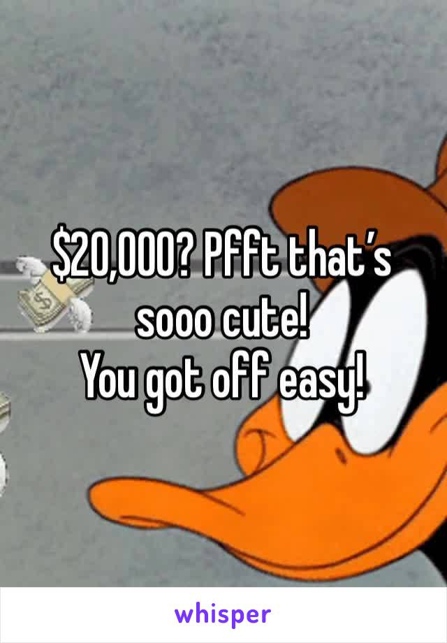$20,000? Pfft that’s sooo cute!
You got off easy!
