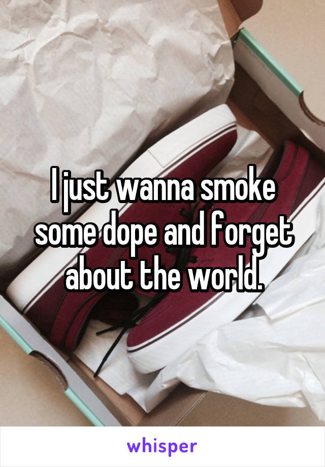 I just wanna smoke some dope and forget about the world.