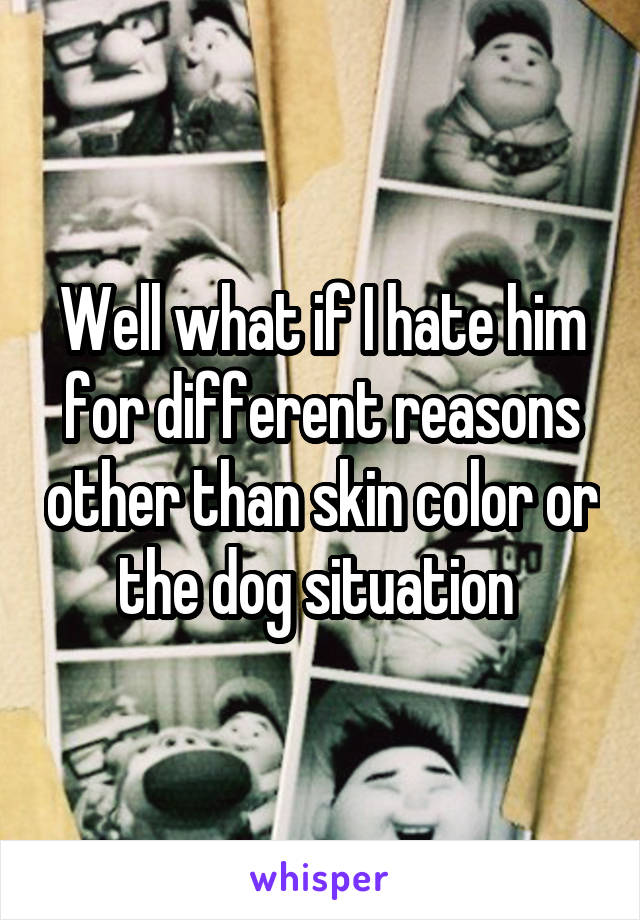 Well what if I hate him for different reasons other than skin color or the dog situation 