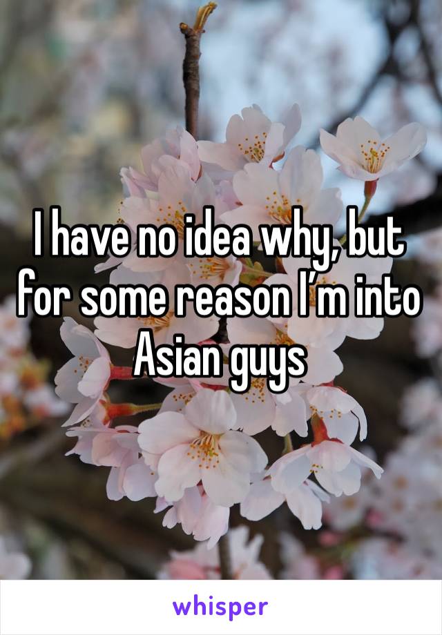 I have no idea why, but for some reason I’m into Asian guys 