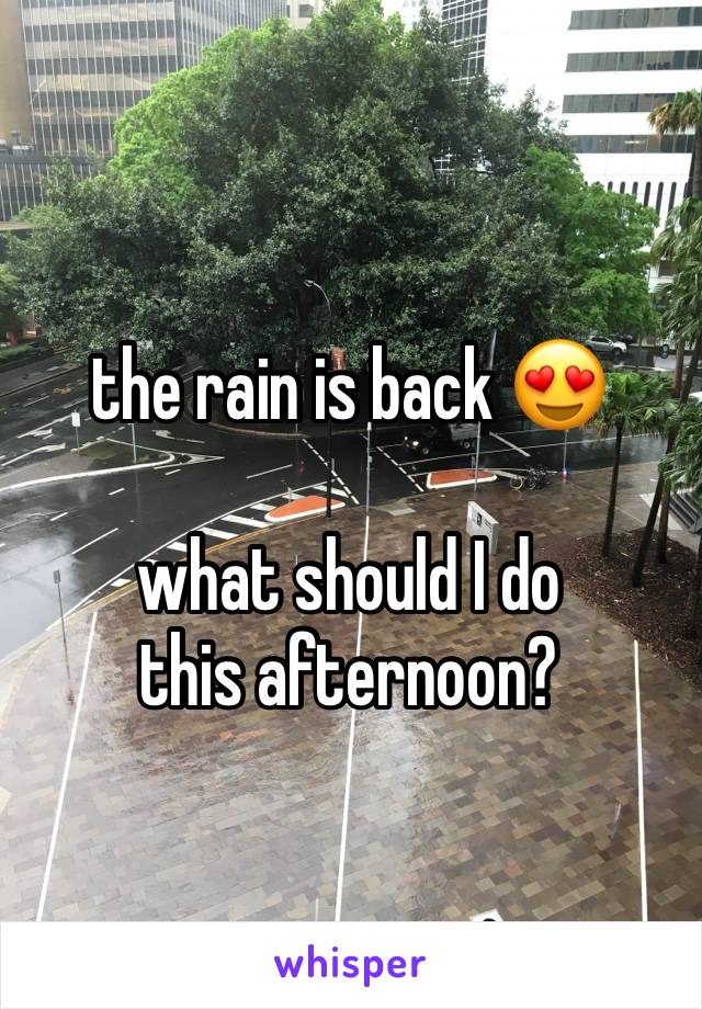 the rain is back 😍

what should I do this afternoon?