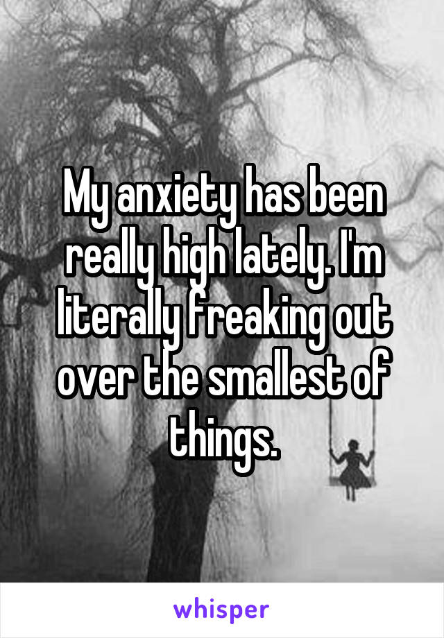 My anxiety has been really high lately. I'm literally freaking out
over the smallest of things.