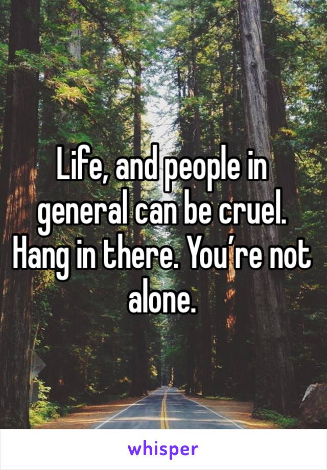Life, and people in general can be cruel. Hang in there. You’re not alone.