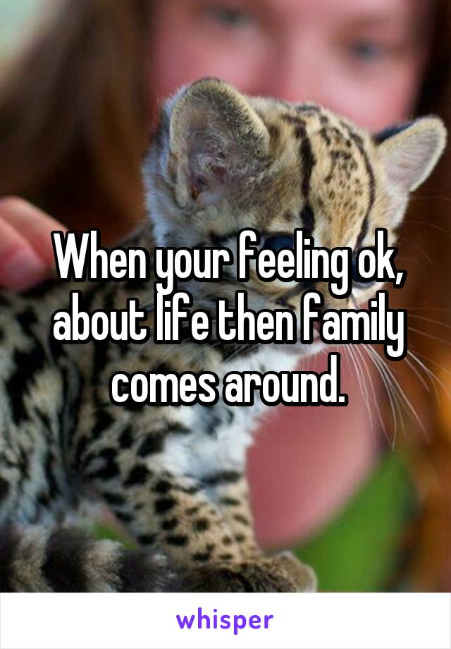 When your feeling ok, about life then family comes around.