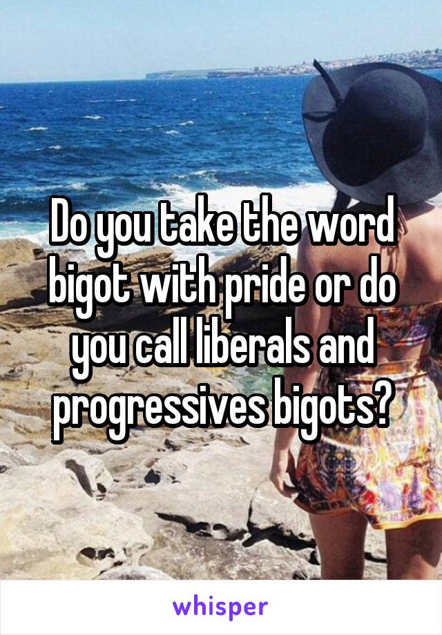 Do you take the word bigot with pride or do you call liberals and progressives bigots?